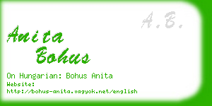 anita bohus business card